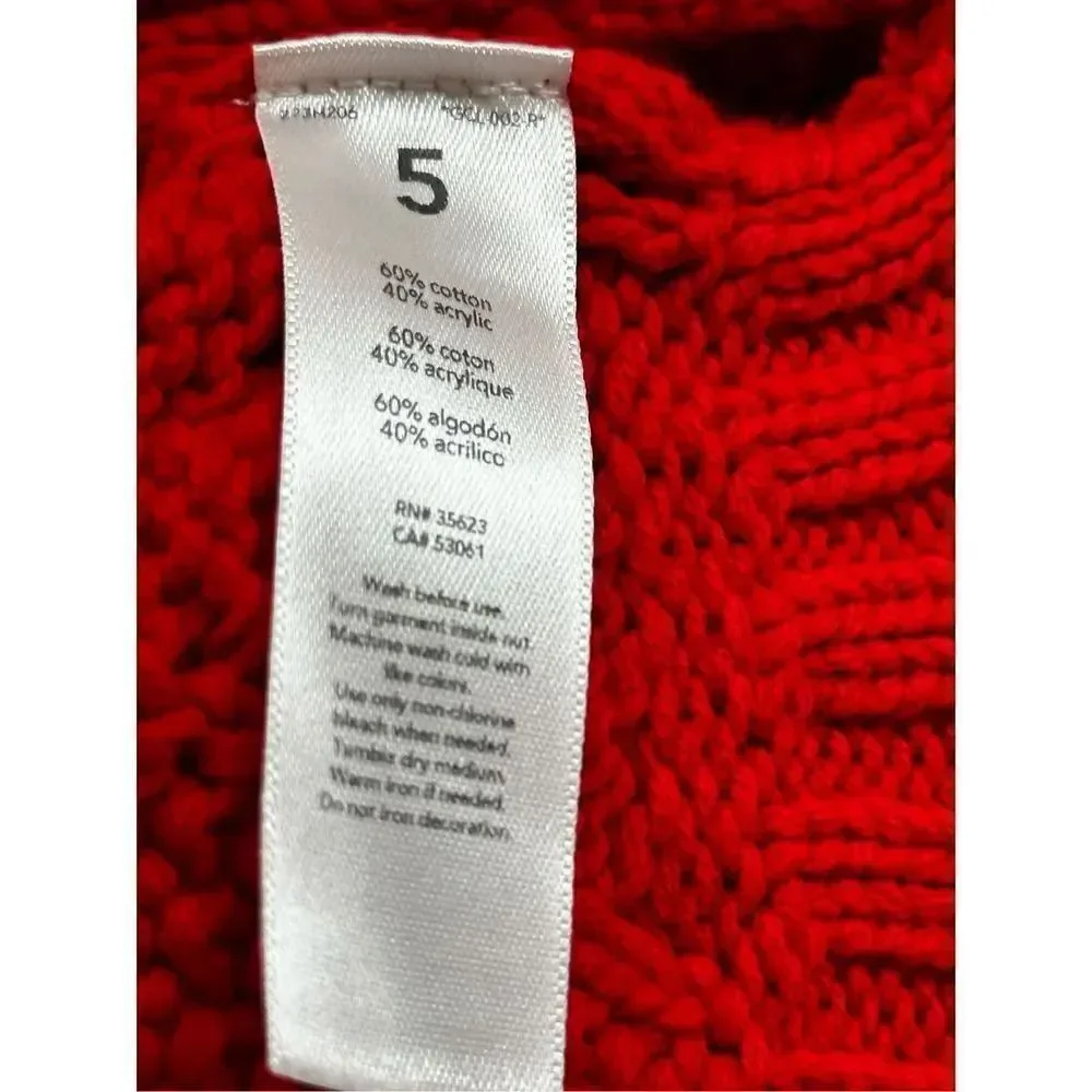 Carter’s girls NWOT size 5 red sweater poncho